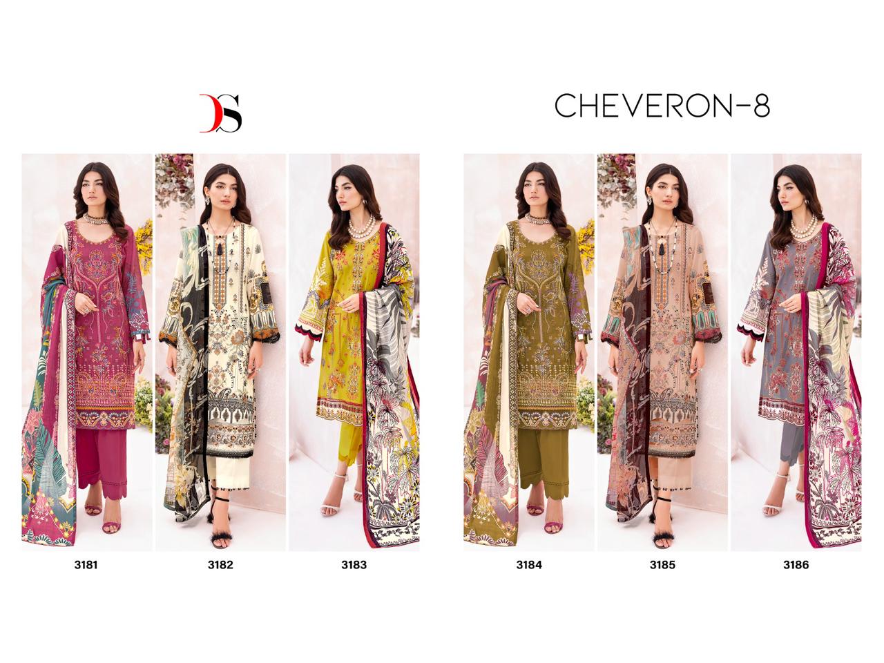 Deepsy Cheveron 8 Cotton Pakistani Suits Catalog
